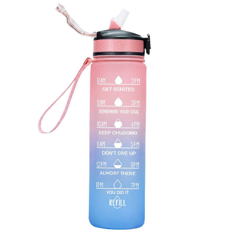 1L Sports Water Bottle Gym Travel Drinking Leakproof Bottle with Straw Bpa Free