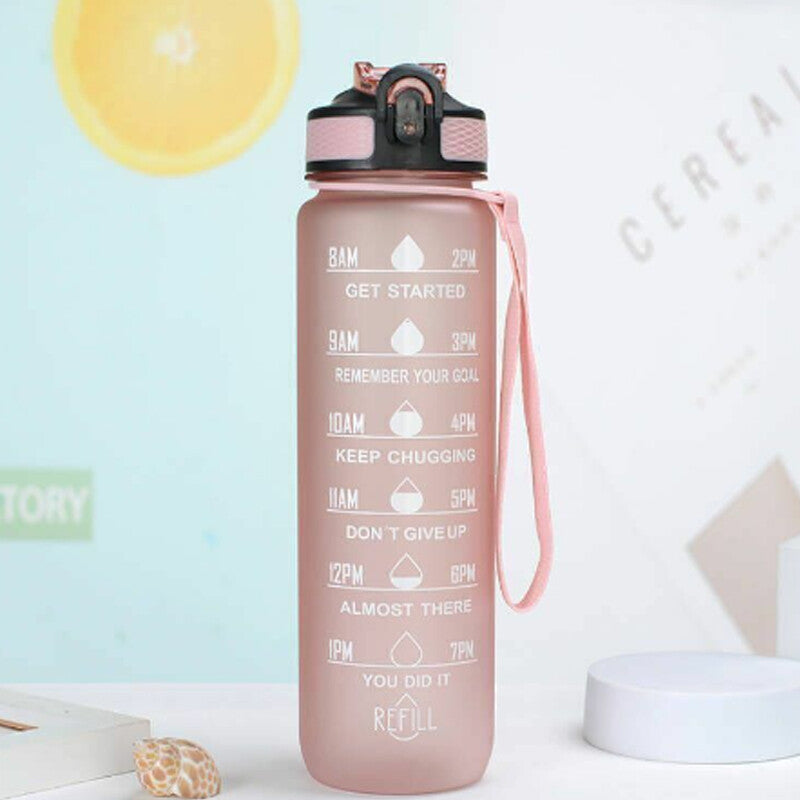 1L Sports Water Bottle Gym Travel Drinking Leakproof Bottle with Straw Bpa Free