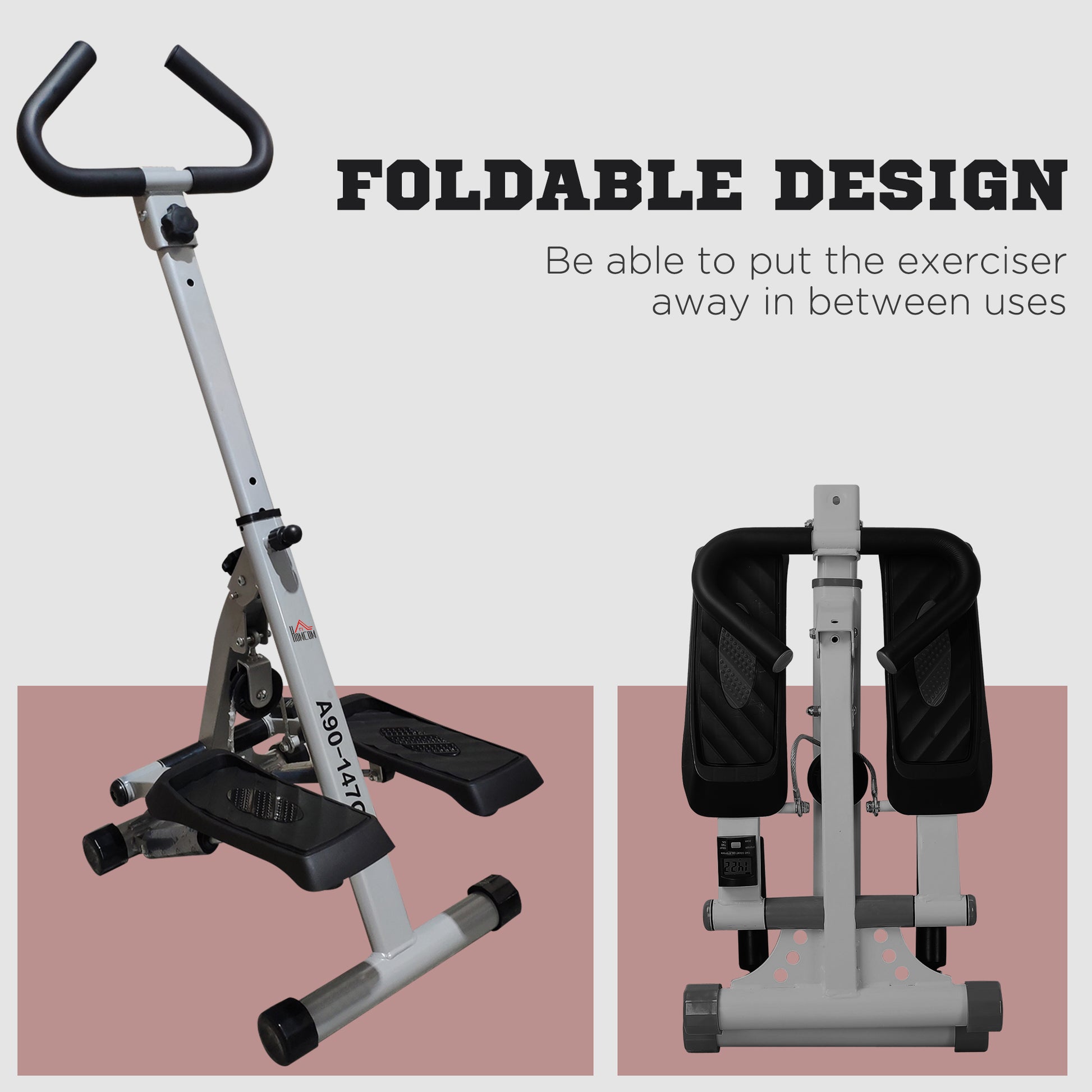 Stepper Fitness Exercise Handle Bar Machine Cardio Foldable Workout Aerobic