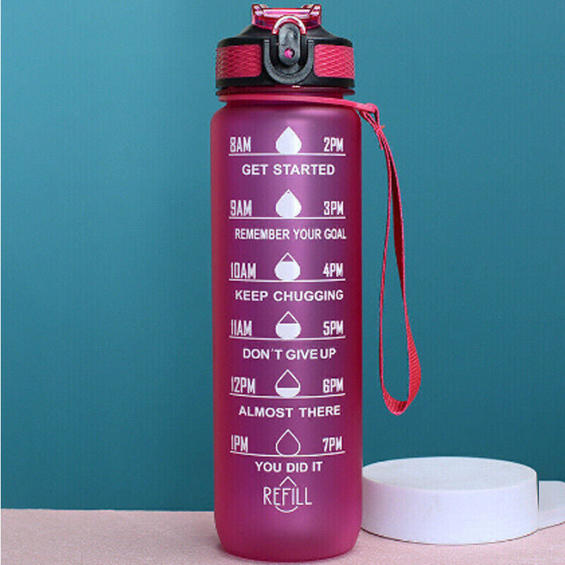 1L Sports Water Bottle Gym Travel Drinking Leakproof Bottle with Straw Bpa Free