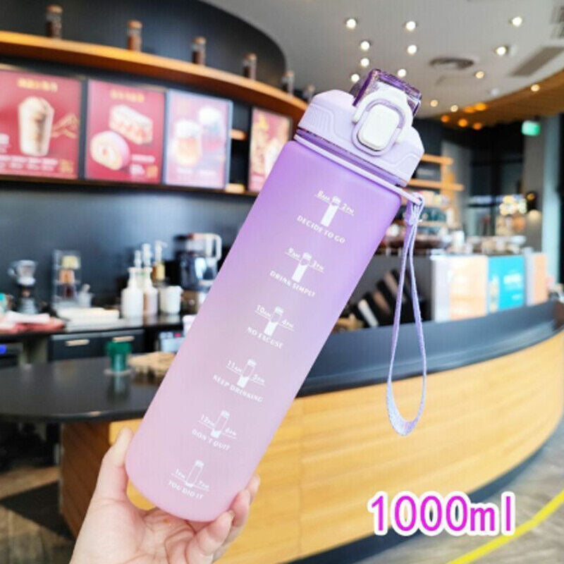 1L Sports Water Bottle Gym Travel Drinking Leakproof Bottle with Straw Bpa Free