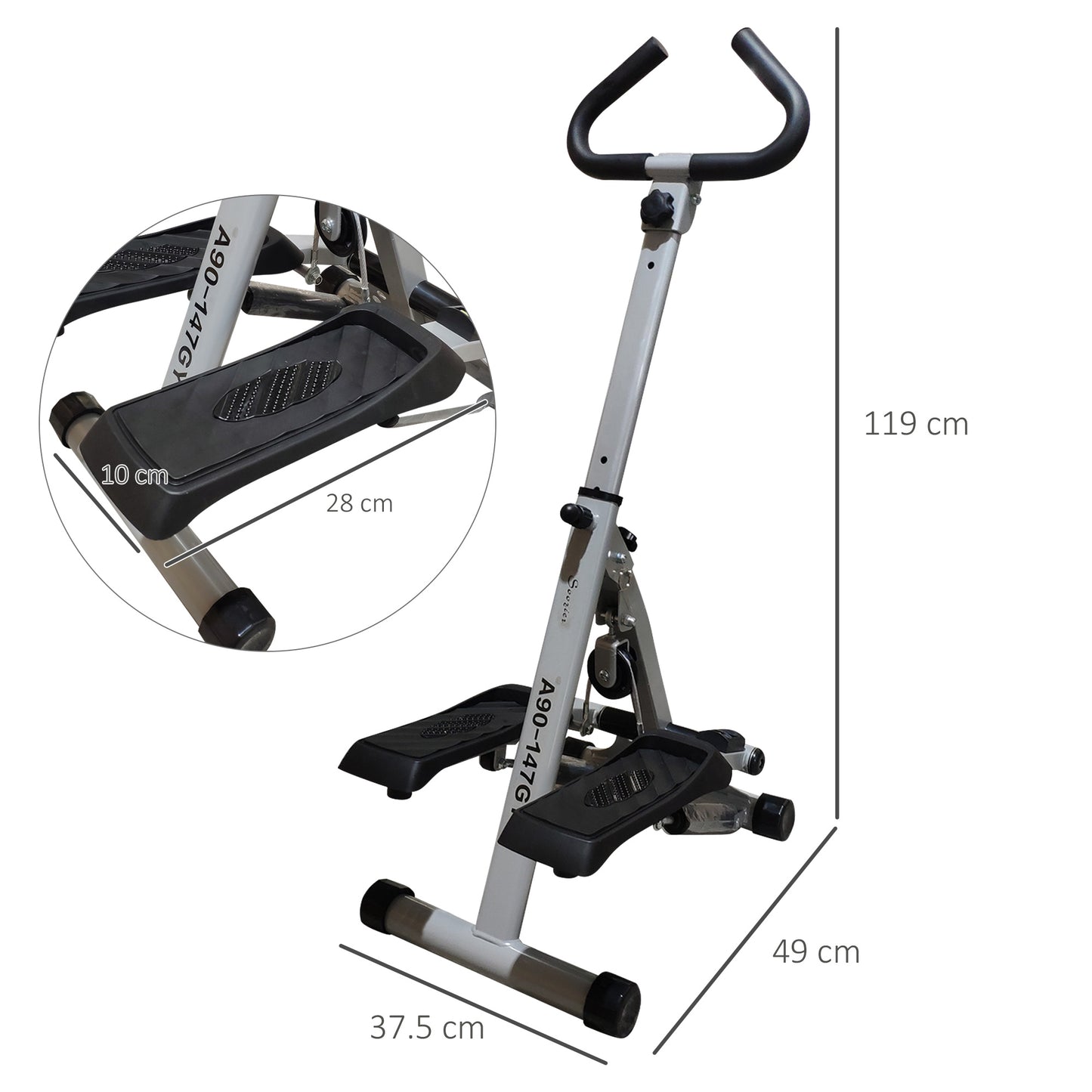 Stepper Fitness Exercise Handle Bar Machine Cardio Foldable Workout Aerobic