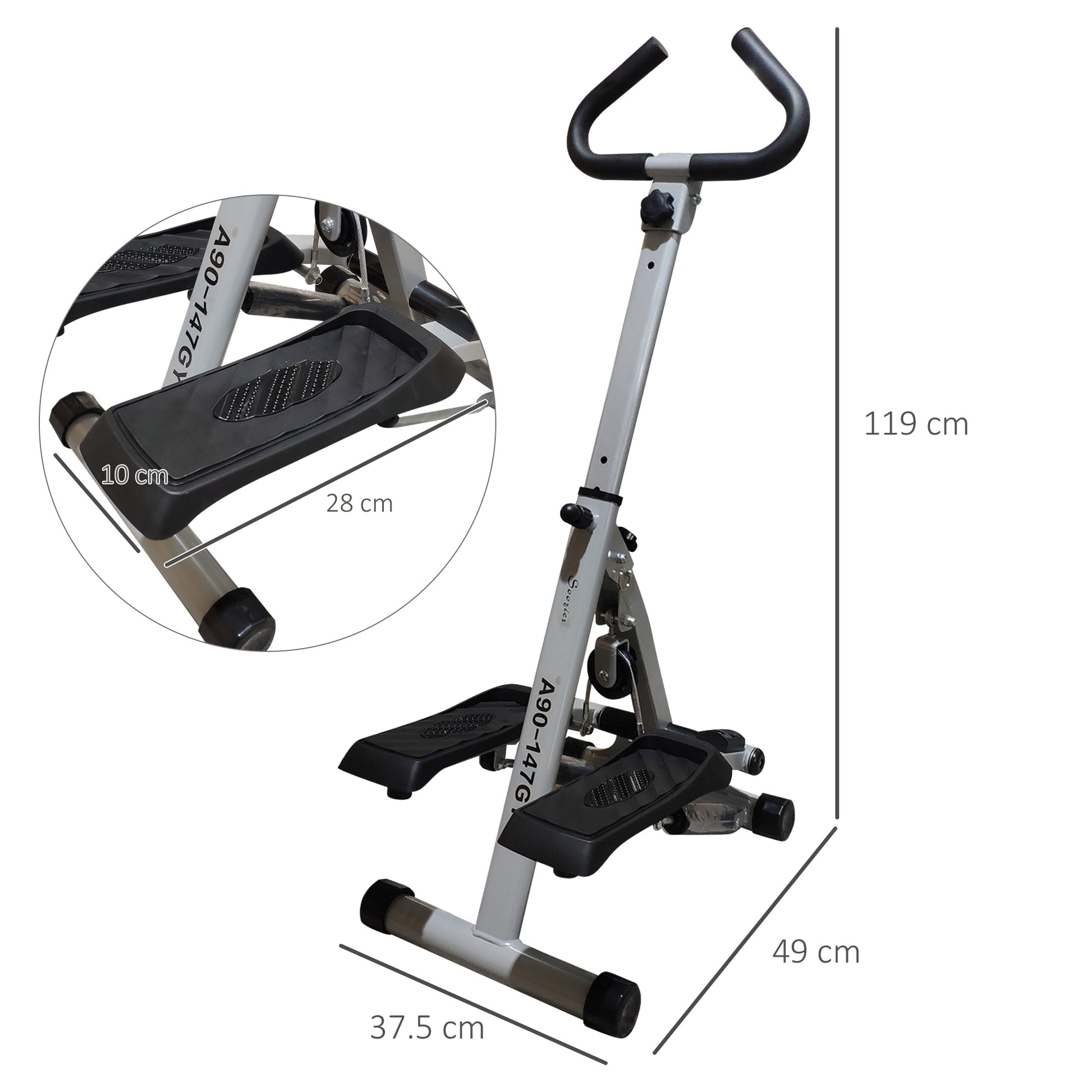 Stepper Fitness Exercise Handle Bar Machine Cardio Foldable Workout Aerobic