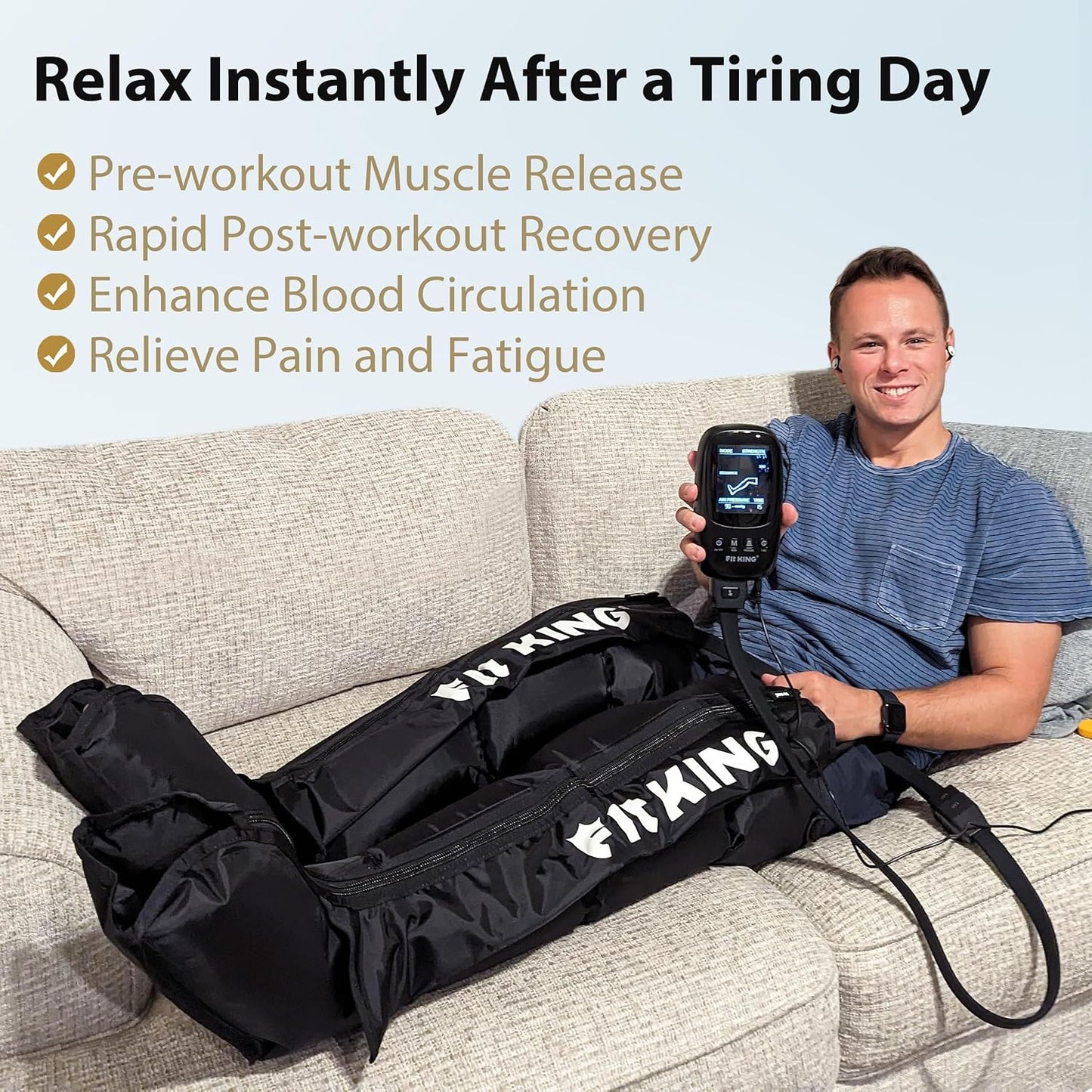 Leg Massager, Recovery System Compression Boots Leg Massagers for Pain and Circulation Relaxing Foot Calf & Thigh Pressure Massage Machine Enhance Sports Performance (Medium)