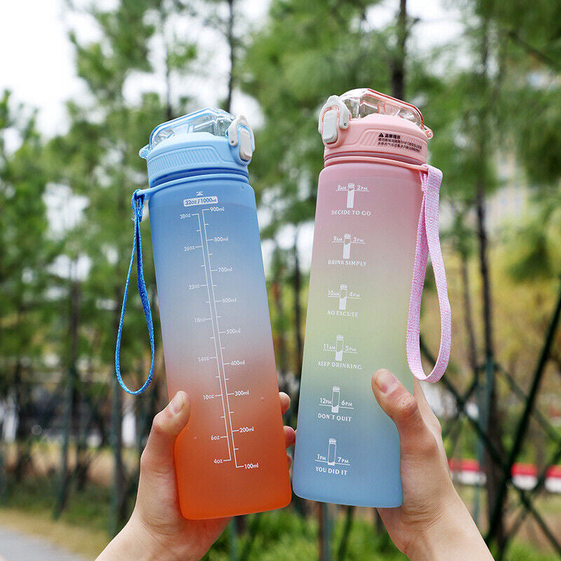 1L Sports Water Bottle Gym Travel Drinking Leakproof Bottle with Straw Bpa Free
