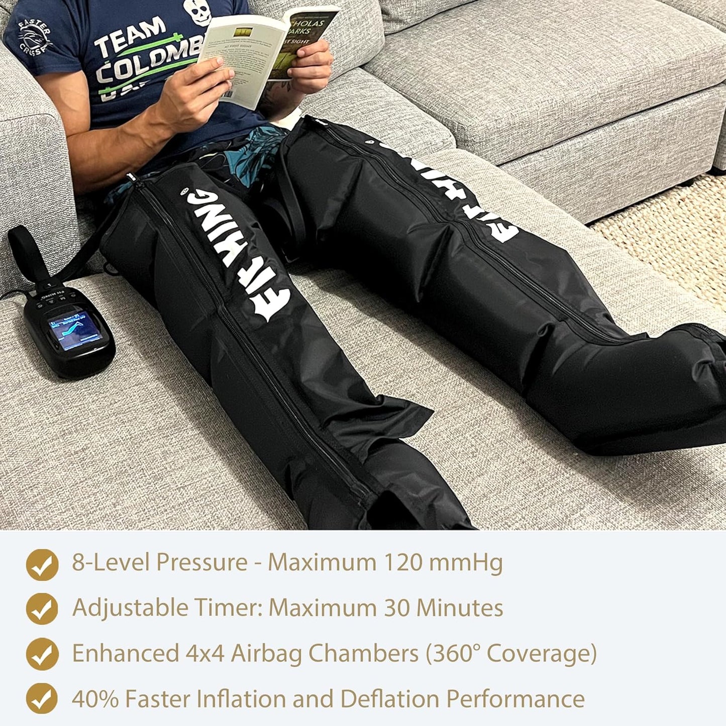 Leg Massager, Recovery System Compression Boots Leg Massagers for Pain and Circulation Relaxing Foot Calf & Thigh Pressure Massage Machine Enhance Sports Performance (Medium)