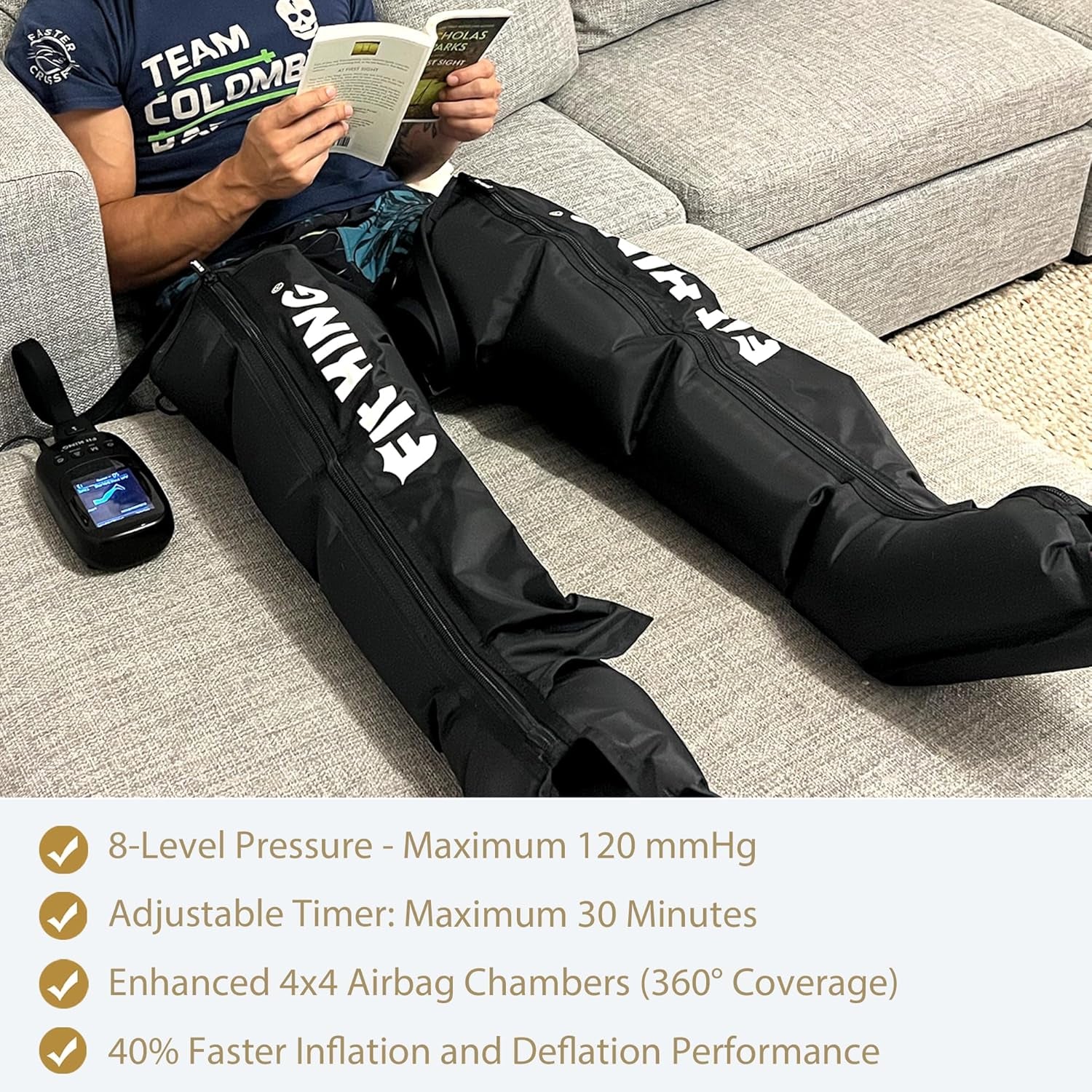 Leg Massager, Recovery System Compression Boots Leg Massagers for Pain and Circulation Relaxing Foot Calf & Thigh Pressure Massage Machine Enhance Sports Performance (Medium)
