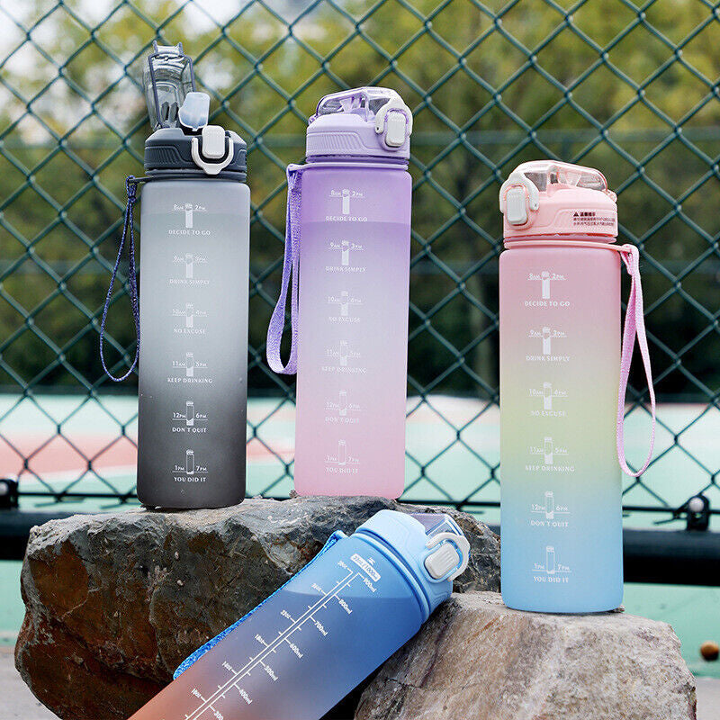 1L Sports Water Bottle Gym Travel Drinking Leakproof Bottle with Straw Bpa Free
