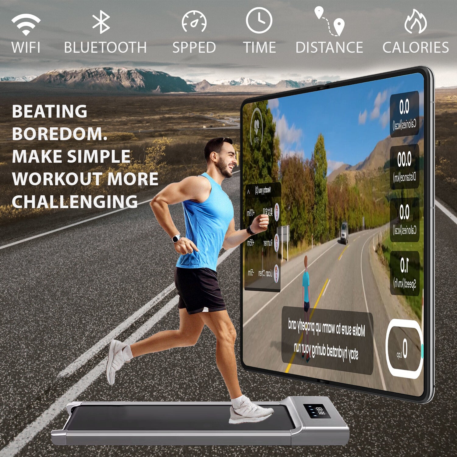 Under Desk Treadmill - 12KM/H Walking Pad Running Machine for Home & Office Use