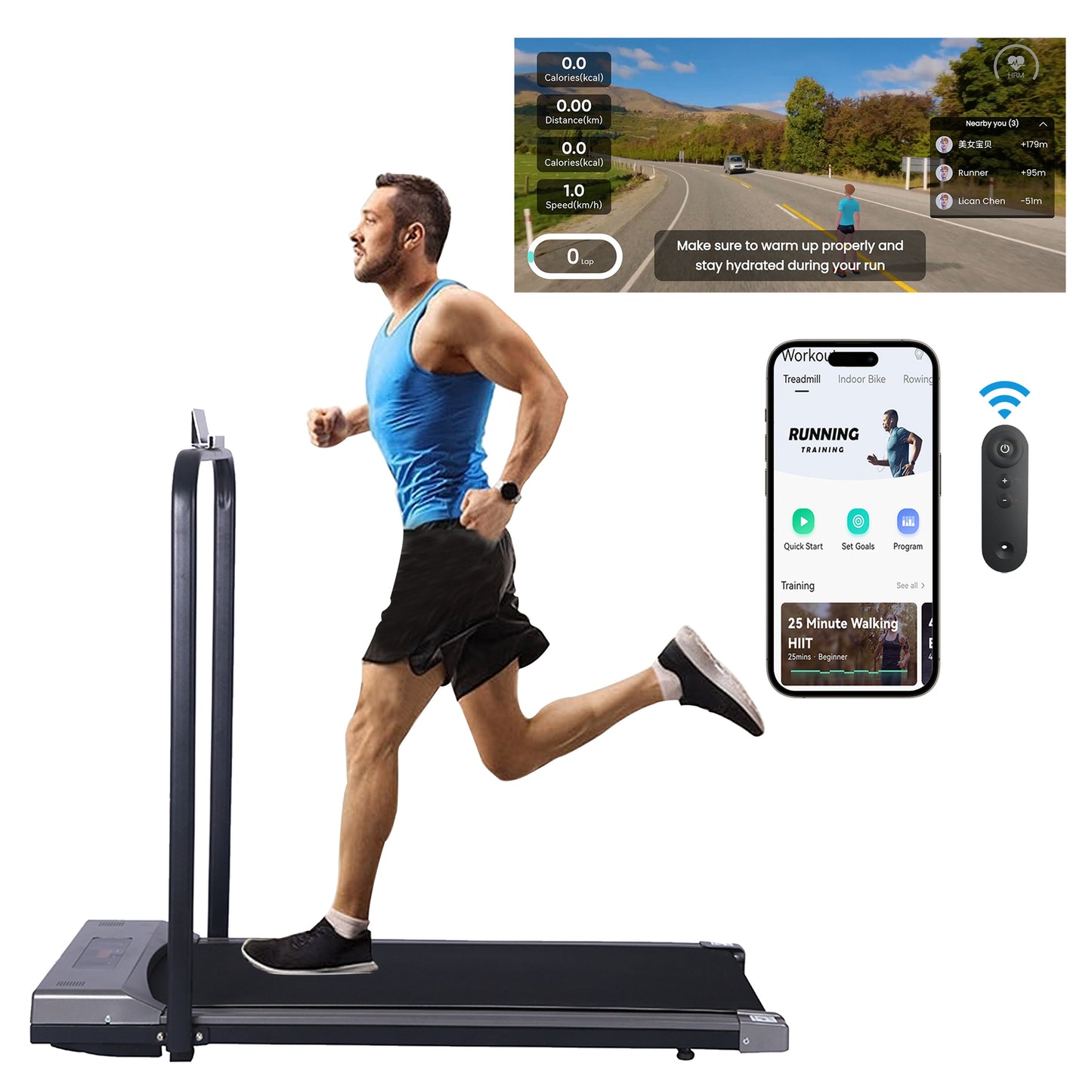 Under Desk Treadmill - 12KM/H Walking Pad Running Machine for Home & Office Use