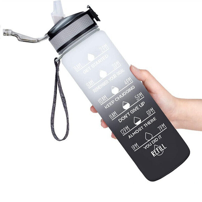 1L Sports Water Bottle Gym Travel Drinking Leakproof Bottle with Straw Bpa Free