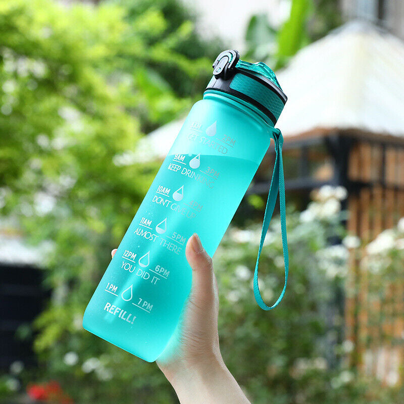 1L Sports Water Bottle Gym Travel Drinking Leakproof Bottle with Straw Bpa Free