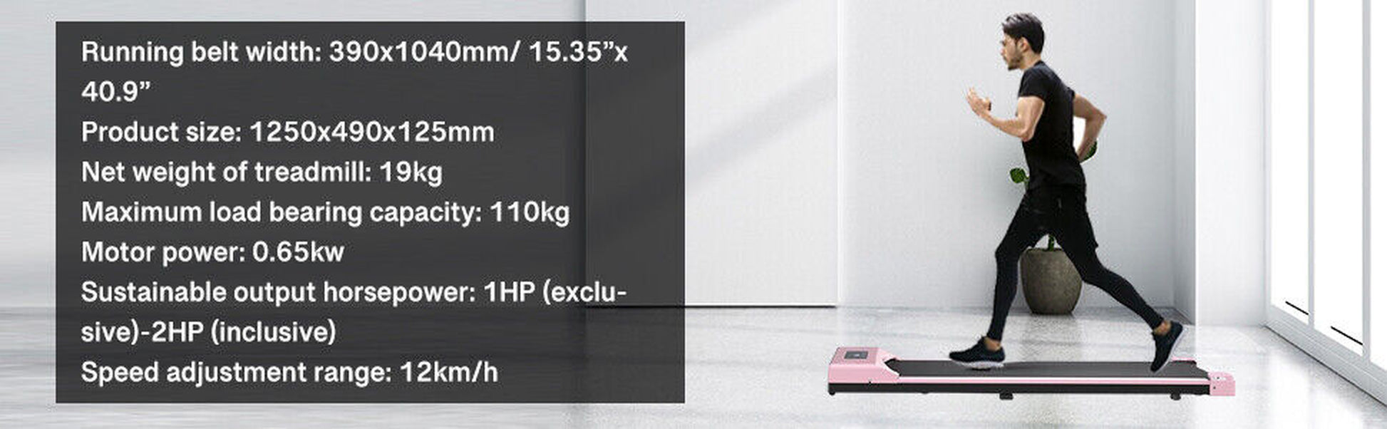 Under Desk Treadmill - 12KM/H Walking Pad Running Machine for Home & Office Use