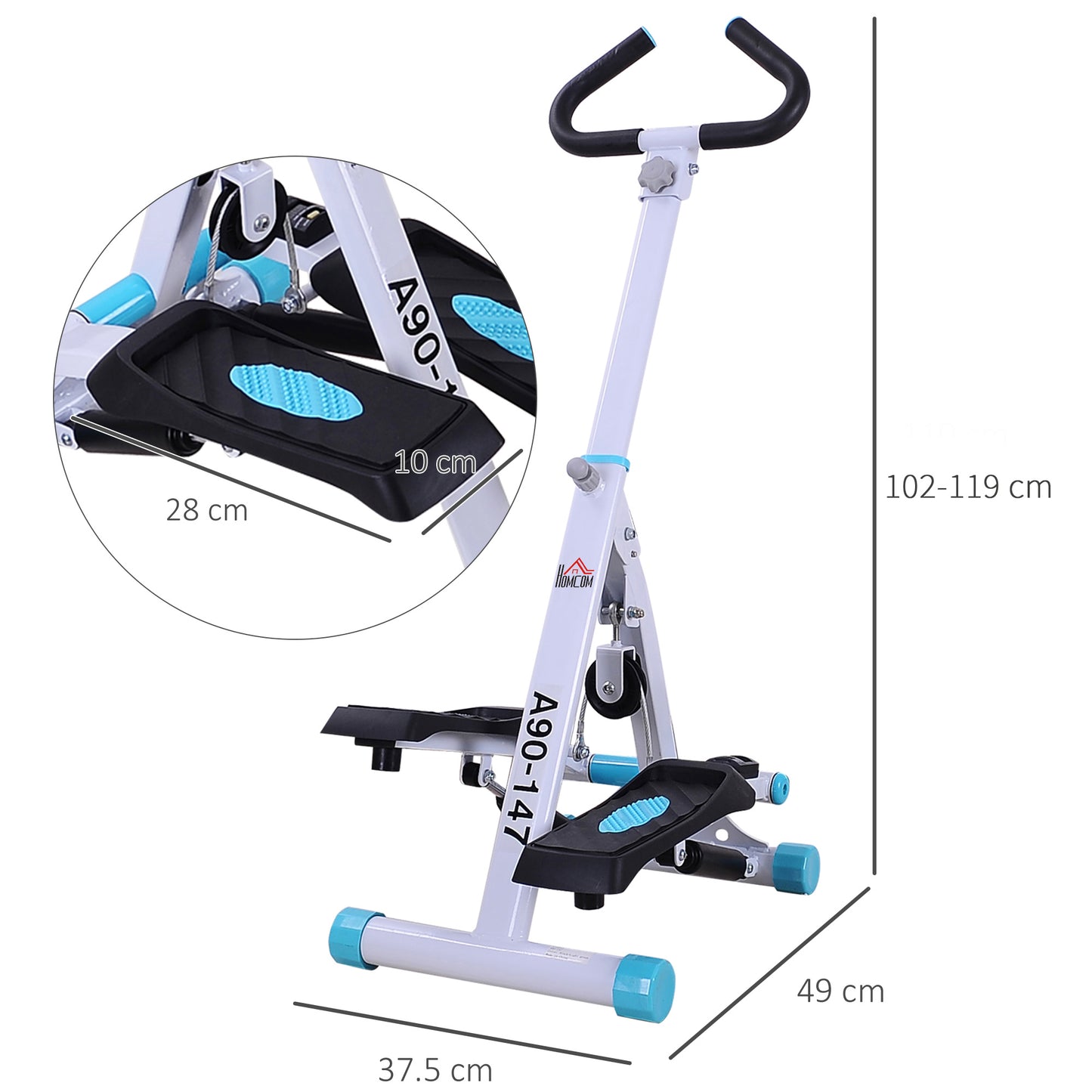 Stepper Fitness Exercise Handle Bar Machine Cardio Foldable Workout Aerobic