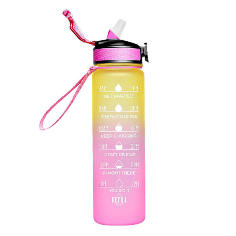 1L Sports Water Bottle Gym Travel Drinking Leakproof Bottle with Straw Bpa Free