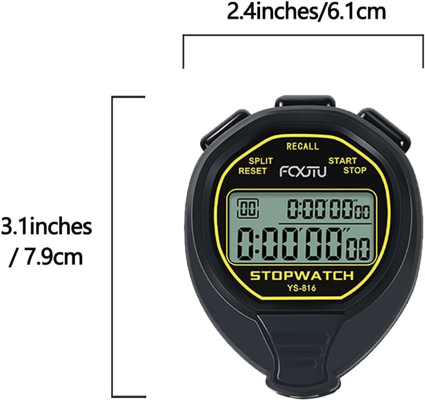 Digital Waterproof Stopwatch, 20Laps Split Memory Stopwatch, No Clock, No Alarm, No Calendar, Simple Silent Large Display Stop Watch for Sports Swimming Training Coaches